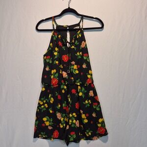 Lily Star Black Lemon Floral Romper Junior S Feminine Playful Streetwear Cute